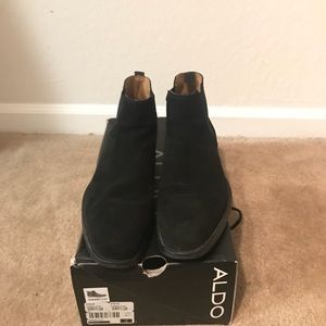 ALDO black leather suede Chelsea boots
